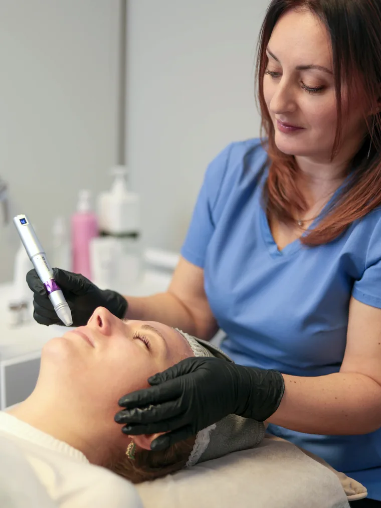 A microneedling treatment being performed at the practice