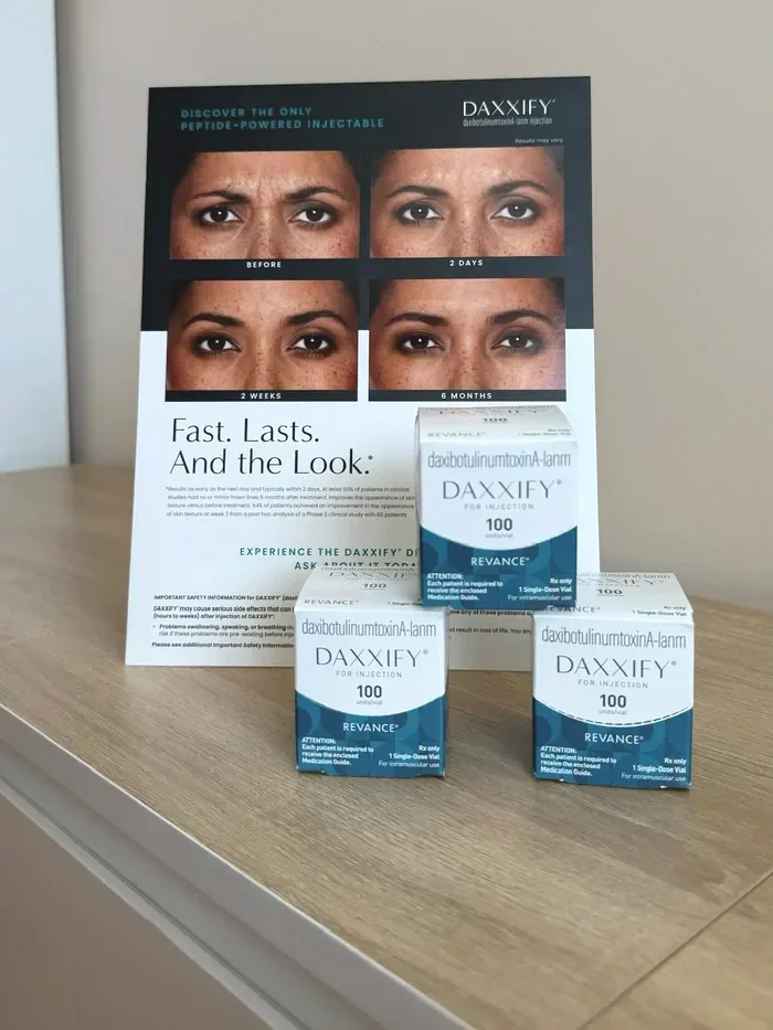 Daxxify packaging displayed at the practice